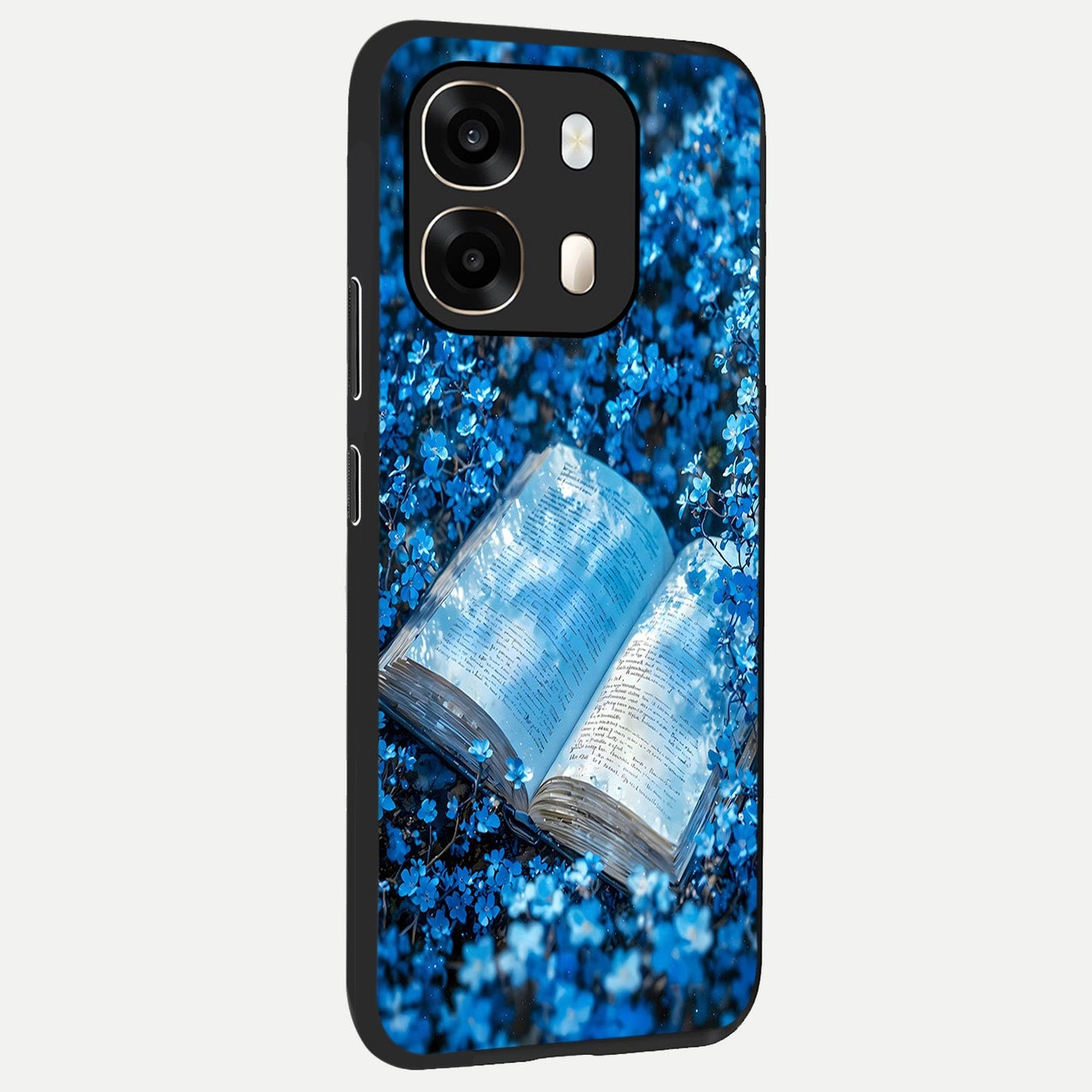  Blue Bloom Tales back cover For Oppo A6  slim fit glass case with vibrant aesthetic design