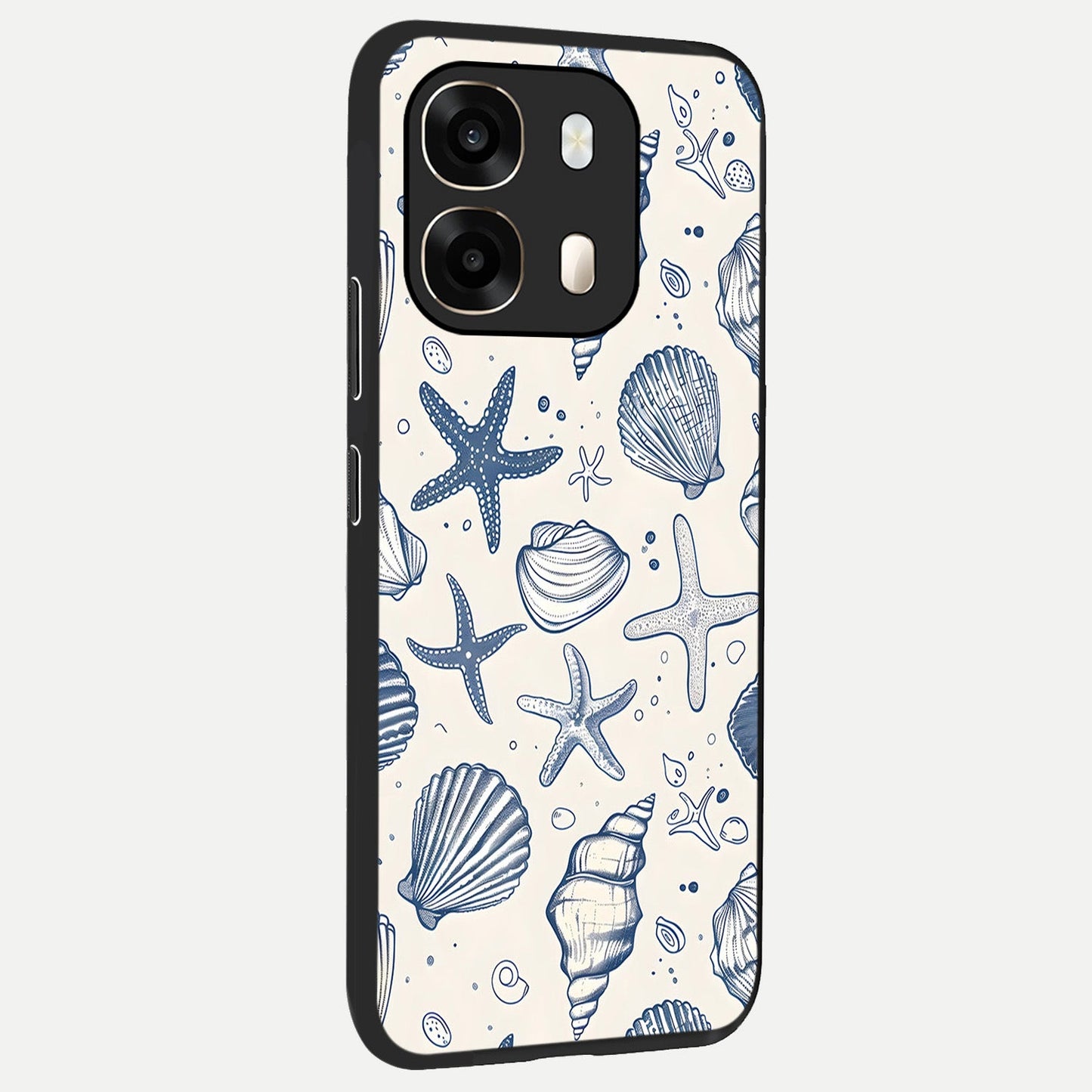  Blue Ocean Outline back cover For Oppo A6  slim fit glass case with vibrant aesthetic design