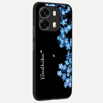  Blue Petal Dream Custom Name back cover For Oppo A6  slim fit glass case with vibrant aesthetic design