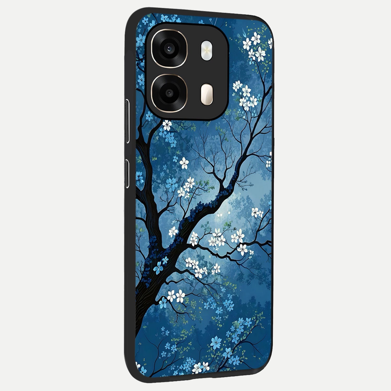  Blue Tree Serenity back cover For Oppo A6  slim fit glass case with vibrant aesthetic design