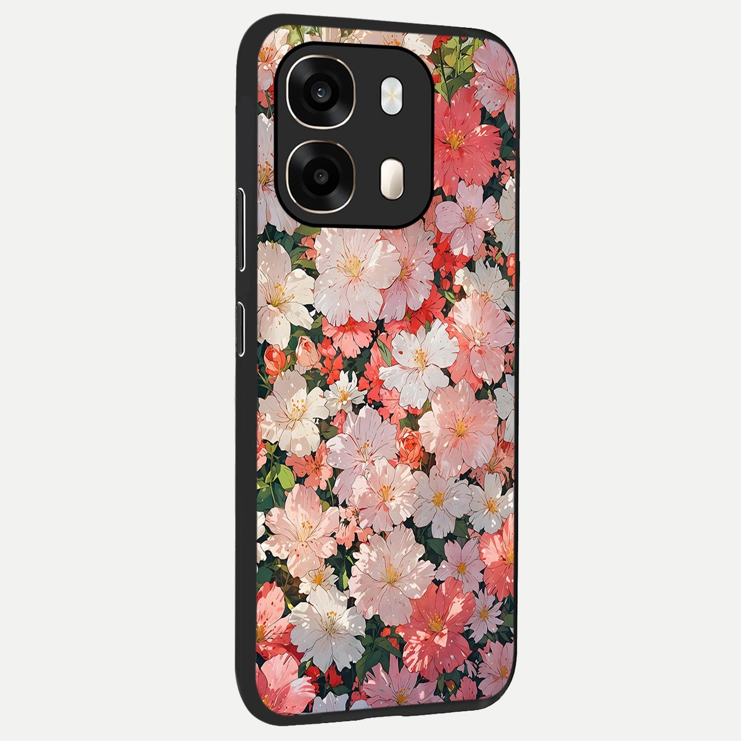  Blush Bloom Field back cover For Oppo A6  slim fit glass case with vibrant aesthetic design