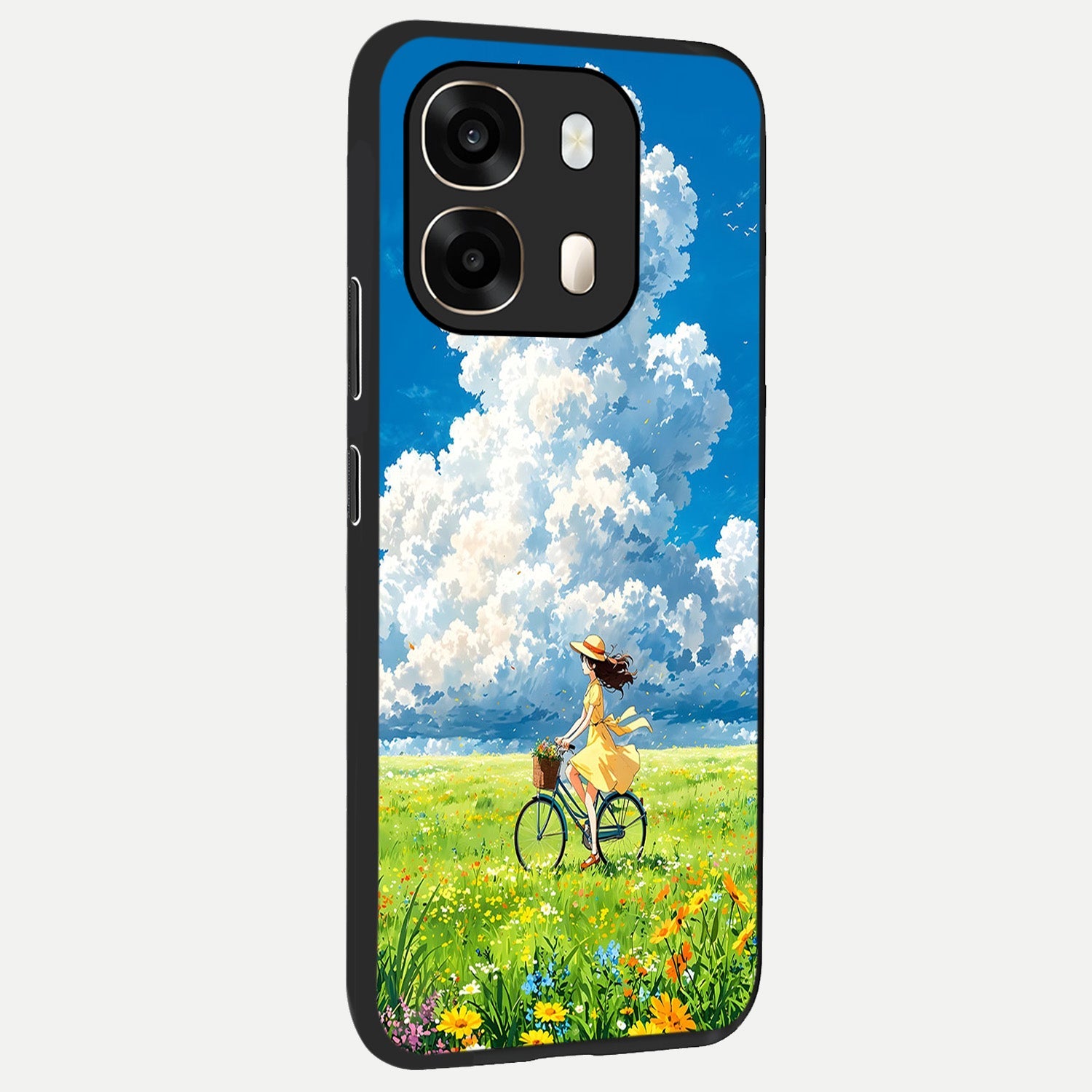  Breezy Meadow Ride back cover For Oppo A6  slim fit glass case with vibrant aesthetic design