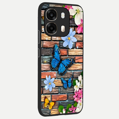  Brick Bloom Flight back cover For Oppo A6  slim fit glass case with vibrant aesthetic design