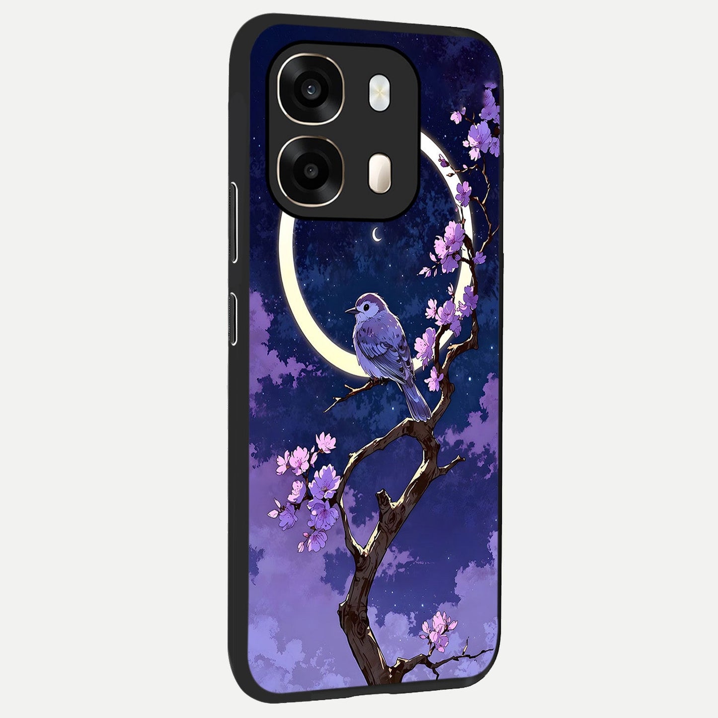  Celestial Bird Blossom back cover For Oppo A6  slim fit glass case with vibrant aesthetic design