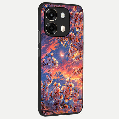  Celestial Sakura Sunset back cover For Oppo A6  slim fit glass case with vibrant aesthetic design