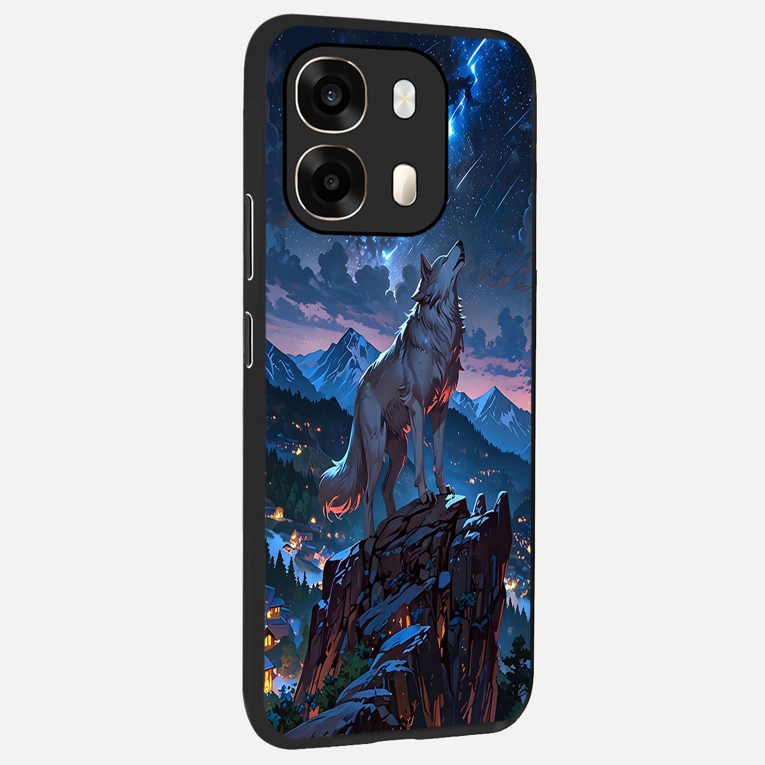  Celestial Wolf Howl back cover For Oppo A6  slim fit glass case with vibrant aesthetic design