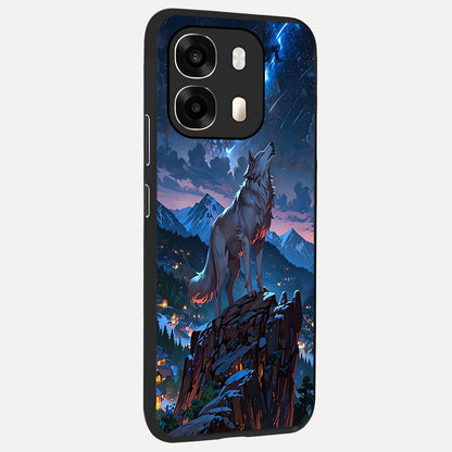  Celestial Wolf Howl back cover For Oppo A6  slim fit glass case with vibrant aesthetic design