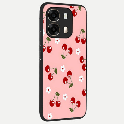  Cherry Love Mood back cover For Oppo A6  slim fit glass case with vibrant aesthetic design