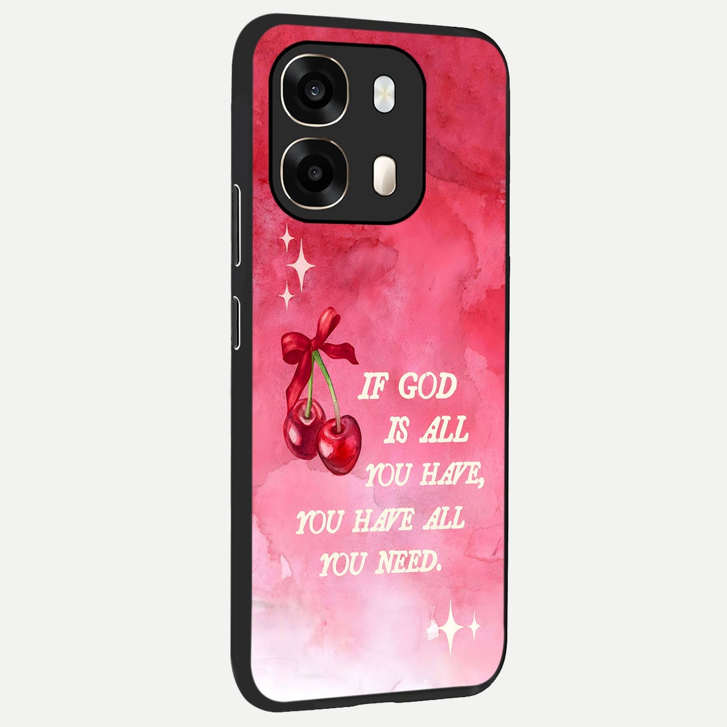  Cherry Quote back cover For Oppo A6  slim fit glass case with vibrant aesthetic design