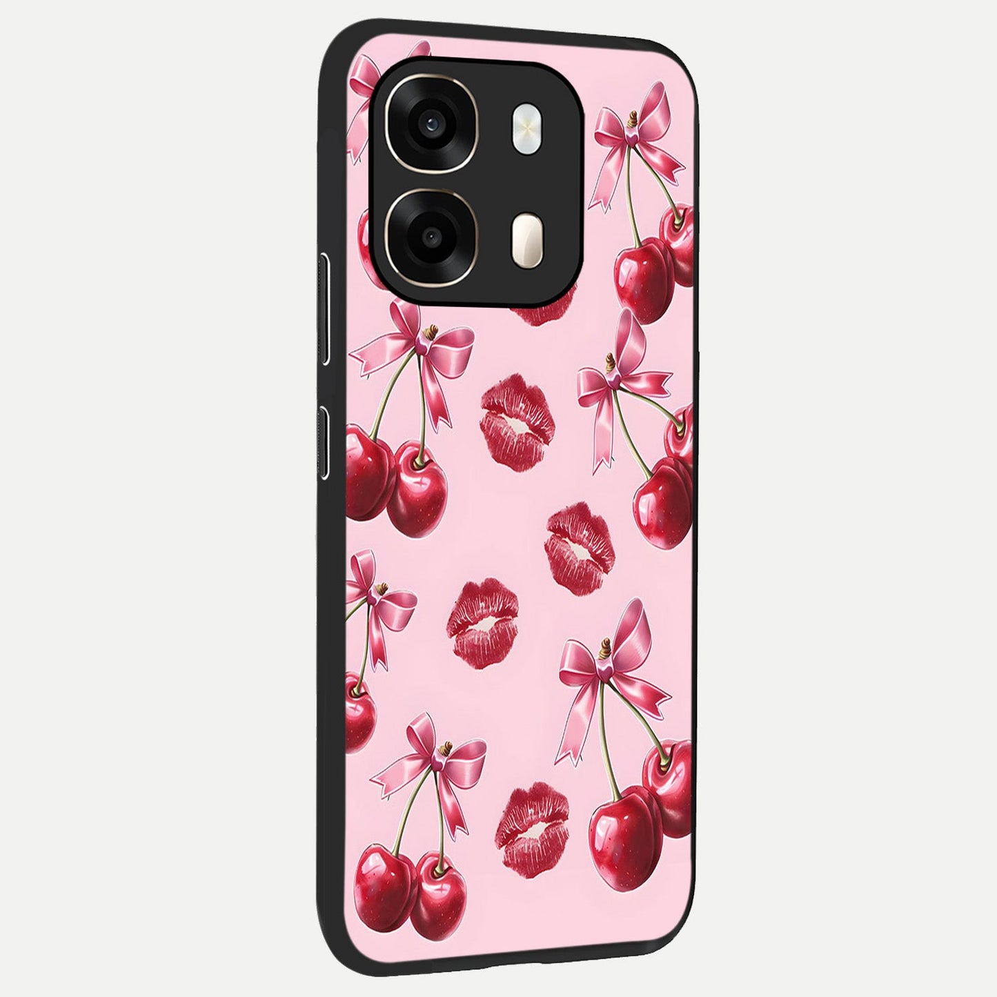  Cherry With Lips back cover For Oppo A6  slim fit glass case with vibrant aesthetic design