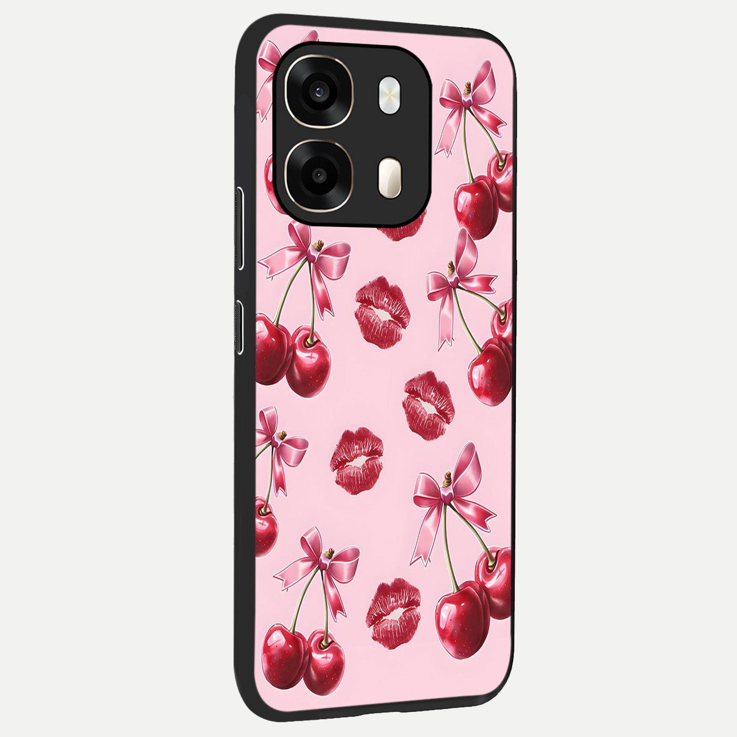  Cherry With Lips back cover For Oppo A6  slim fit glass case with vibrant aesthetic design
