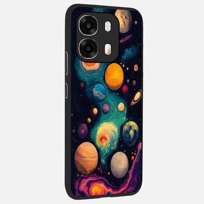 Cosmic Planet Journey back cover For Oppo A6  slim fit glass case with vibrant aesthetic design