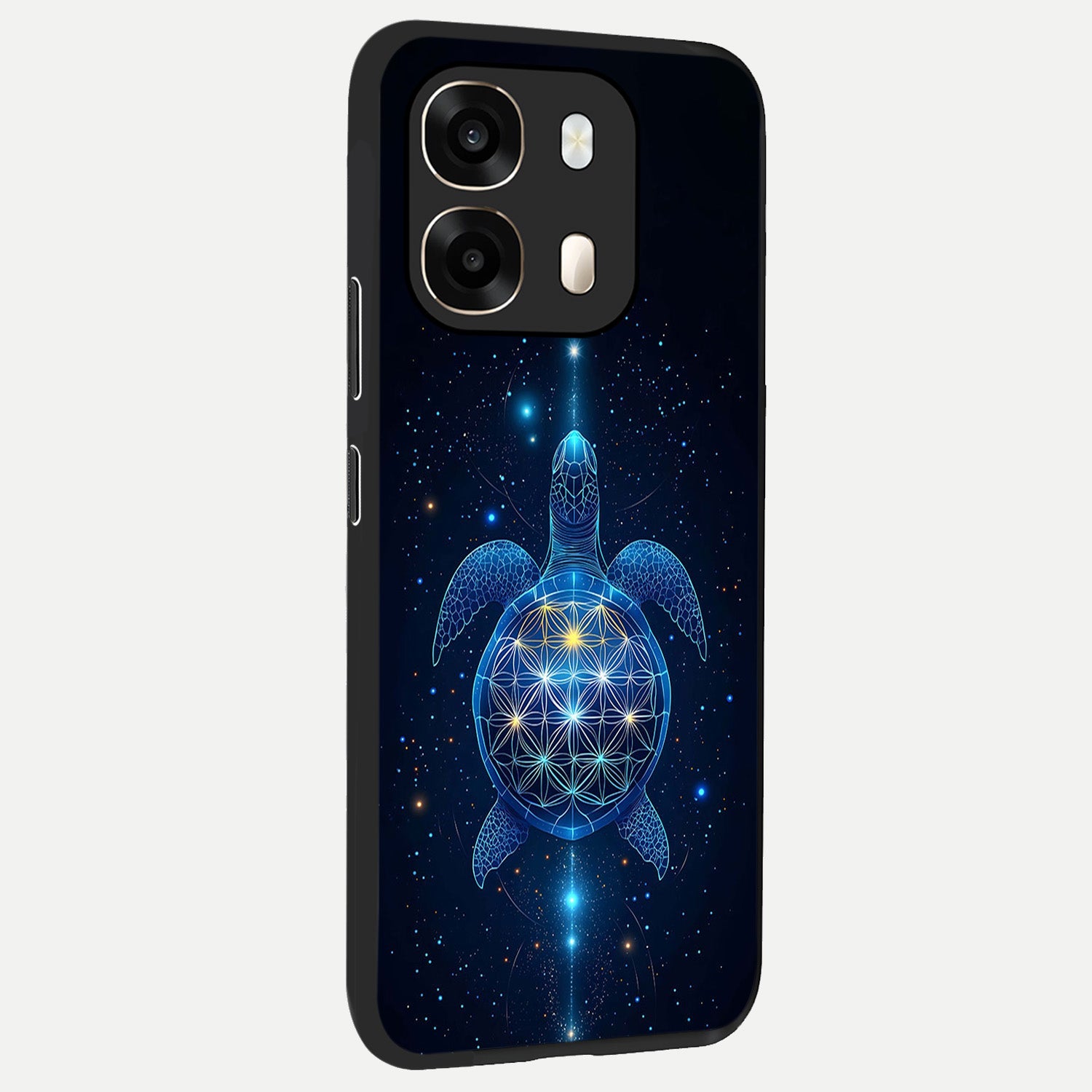  Crimson Blue Turtle back cover For Oppo A6  slim fit glass case with vibrant aesthetic design