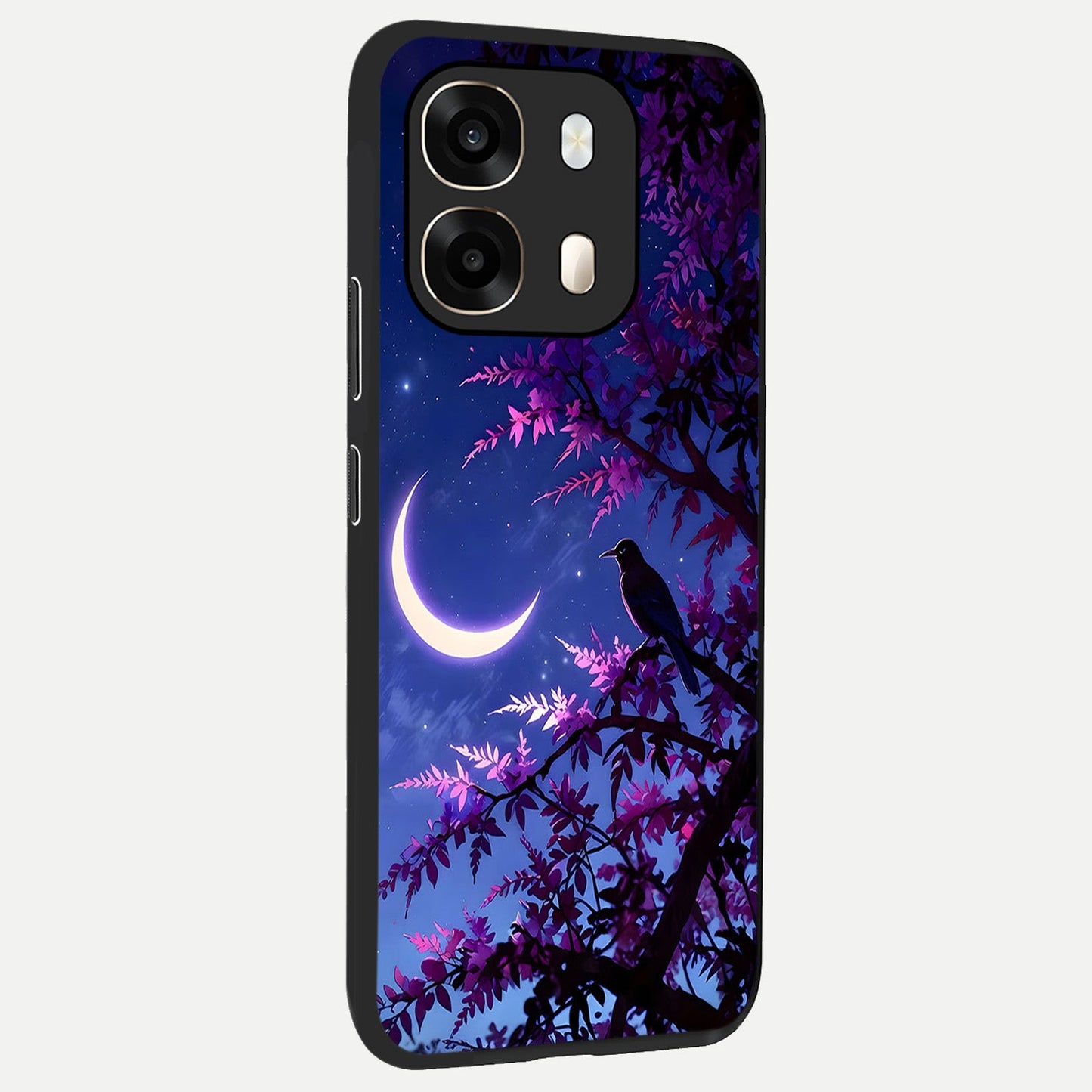  Crow And Moon Scenery back cover For Oppo A6  slim fit glass case with vibrant aesthetic design