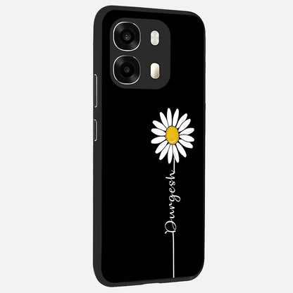 Custom Name White Flower back cover For Oppo A6  slim fit glass case with vibrant aesthetic design