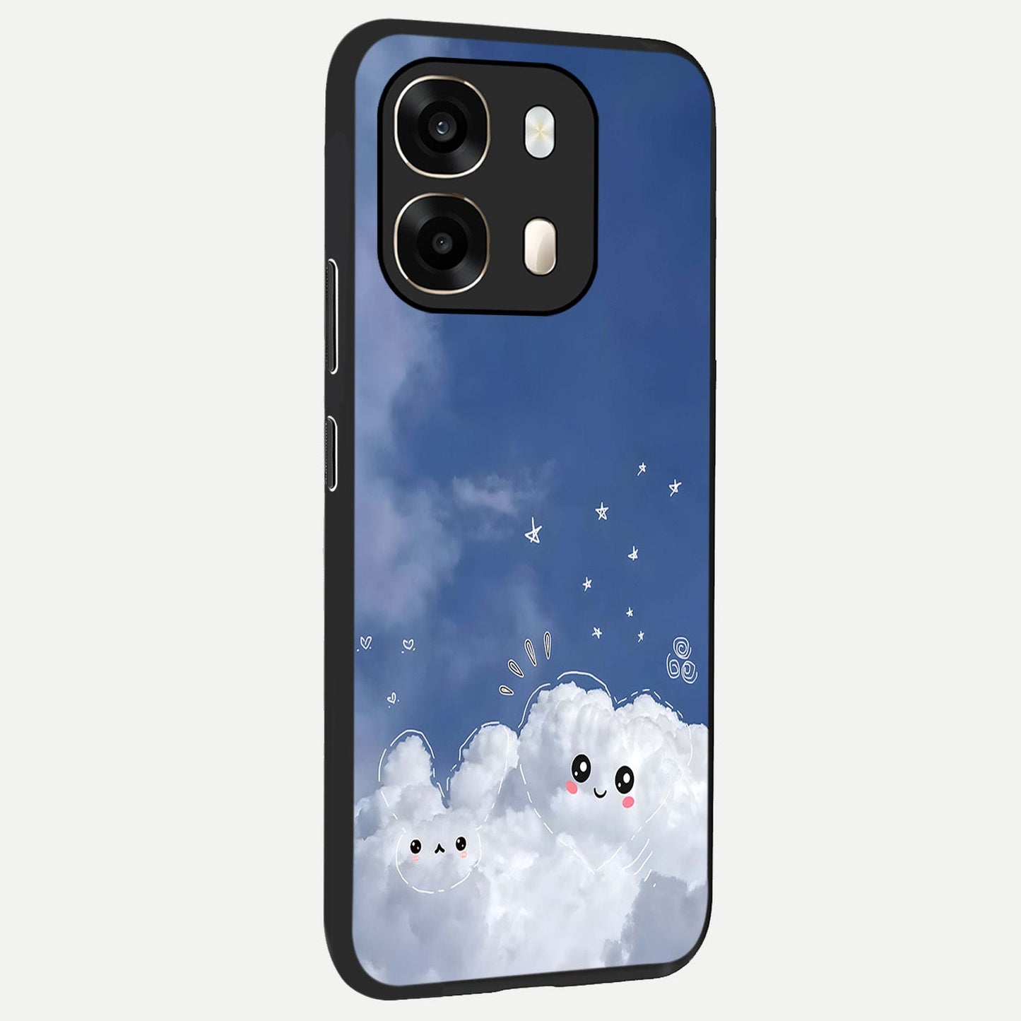  Cute Blossom Cloud back cover For Oppo A6  slim fit glass case with vibrant aesthetic design