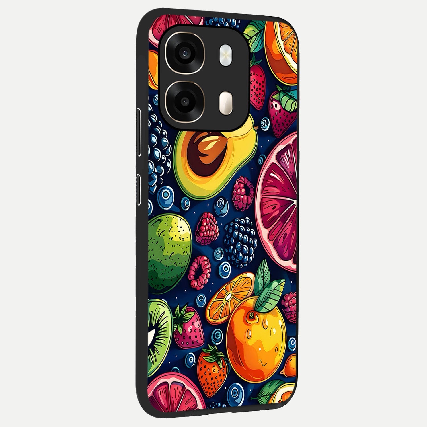  Cute Fruits Art back cover For Oppo A6  slim fit glass case with vibrant aesthetic design