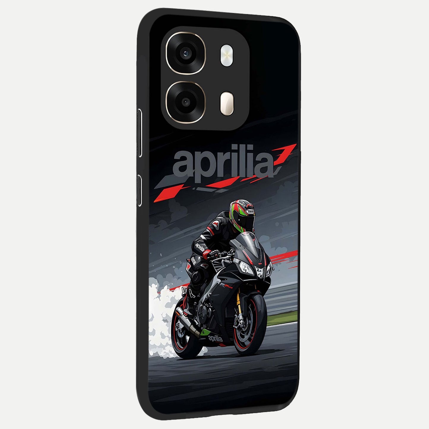  Dark Aprilla back cover For Oppo A6  slim fit glass case with vibrant aesthetic design