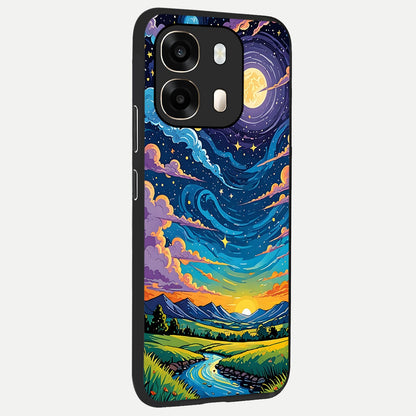  Dreamy Night Landscape back cover For Oppo A6  slim fit glass case with vibrant aesthetic design