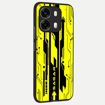  Electric Pulse CYBERPUNK Custom Name back cover For Oppo A6  slim fit glass case with vibrant aesthetic design