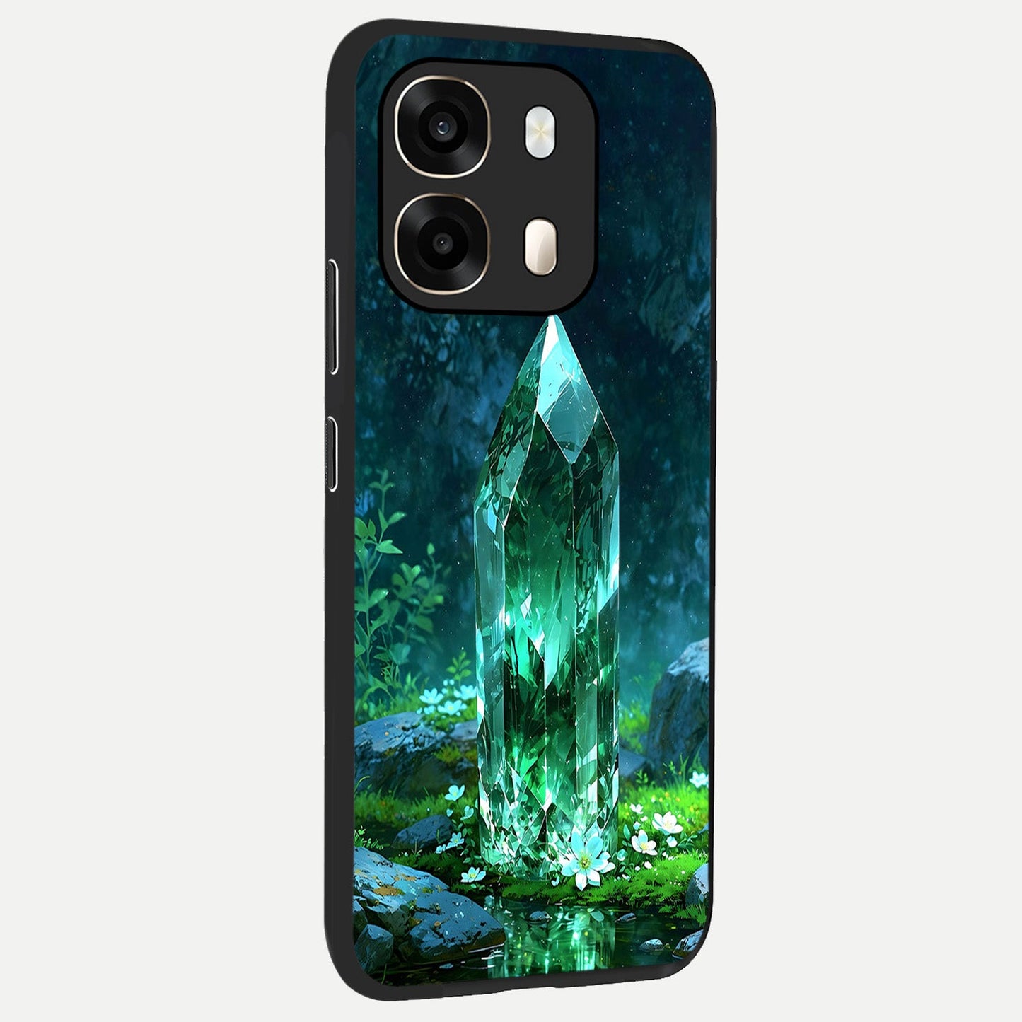  Emerald Light Crystal back cover For Oppo A6  slim fit glass case with vibrant aesthetic design
