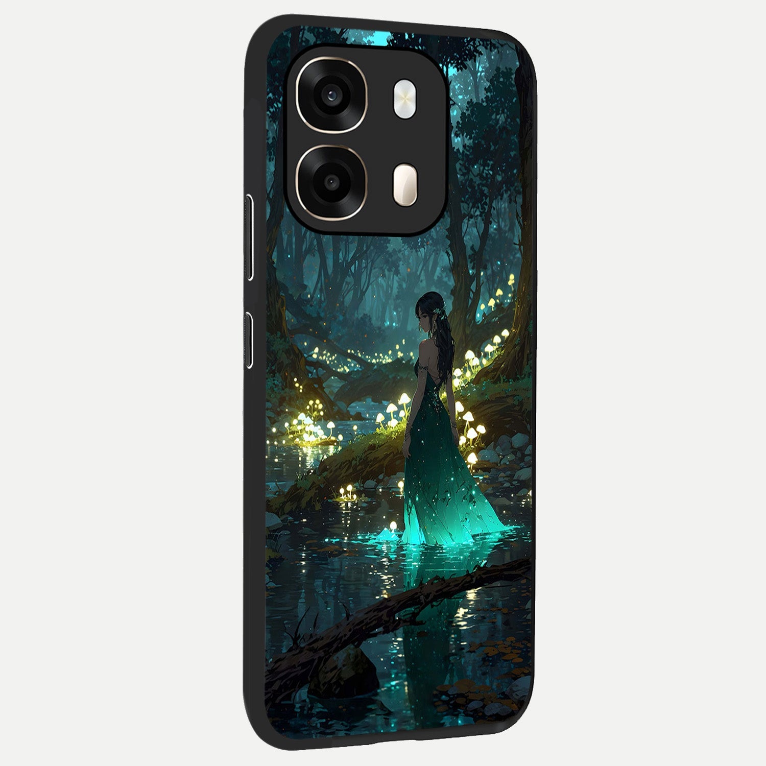  Enchanted Forest Glow back cover For Oppo A6  slim fit glass case with vibrant aesthetic design