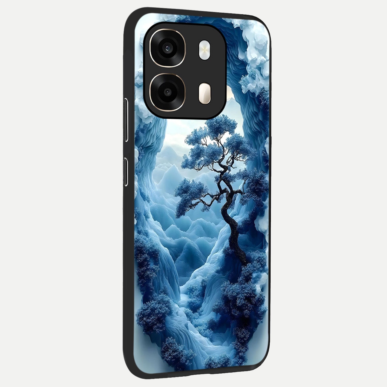 Frozen Serenity Gate back cover For Oppo A6  slim fit glass case with vibrant aesthetic design