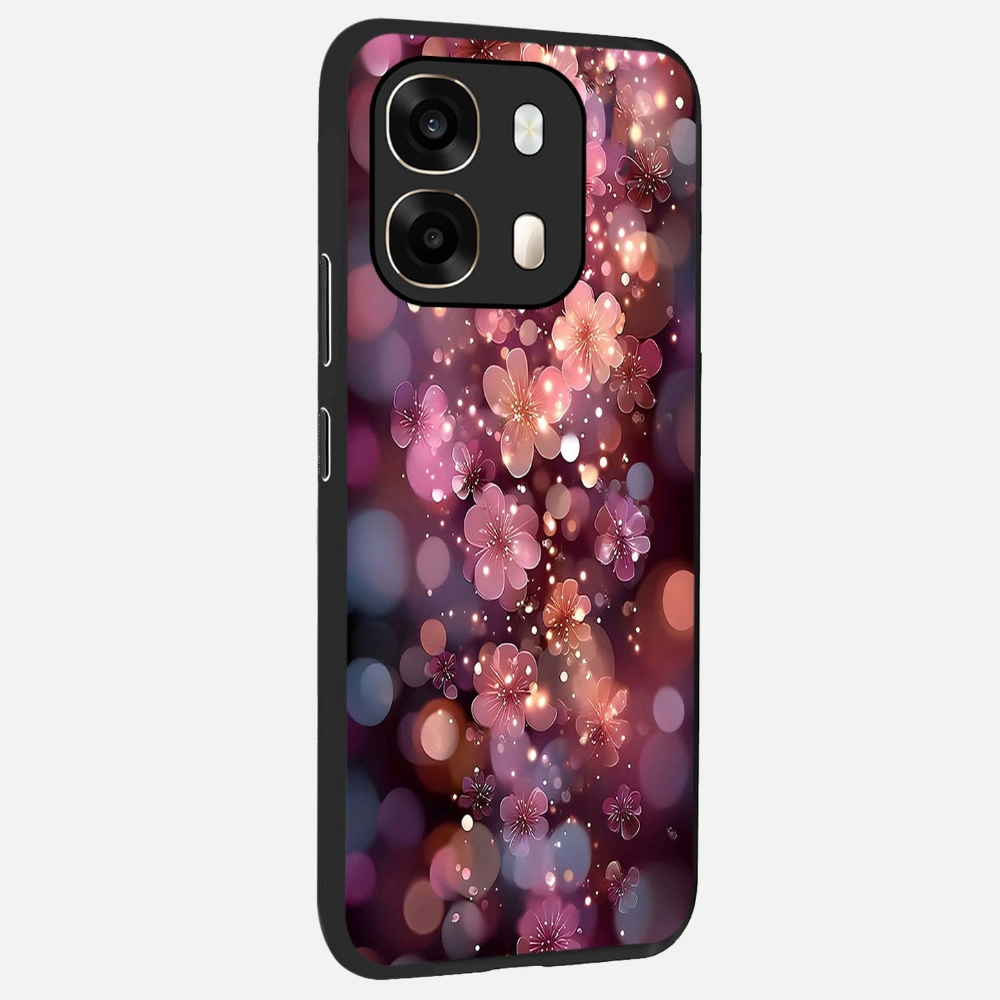  Glowing Petal Bliss back cover For Oppo A6  slim fit glass case with vibrant aesthetic design