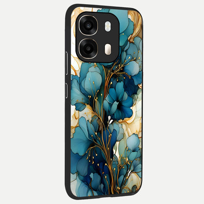  Golden Bloom Symphony back cover For Oppo A6  slim fit glass case with vibrant aesthetic design