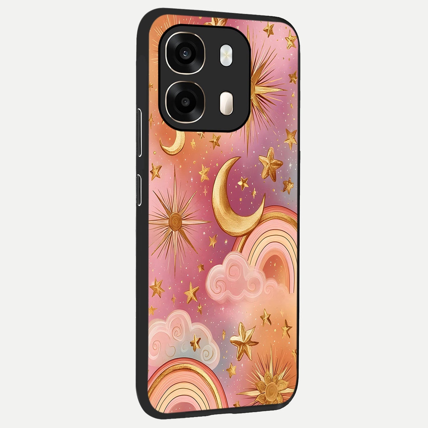  Golden Celestial Dreams back cover For Oppo A6  slim fit glass case with vibrant aesthetic design
