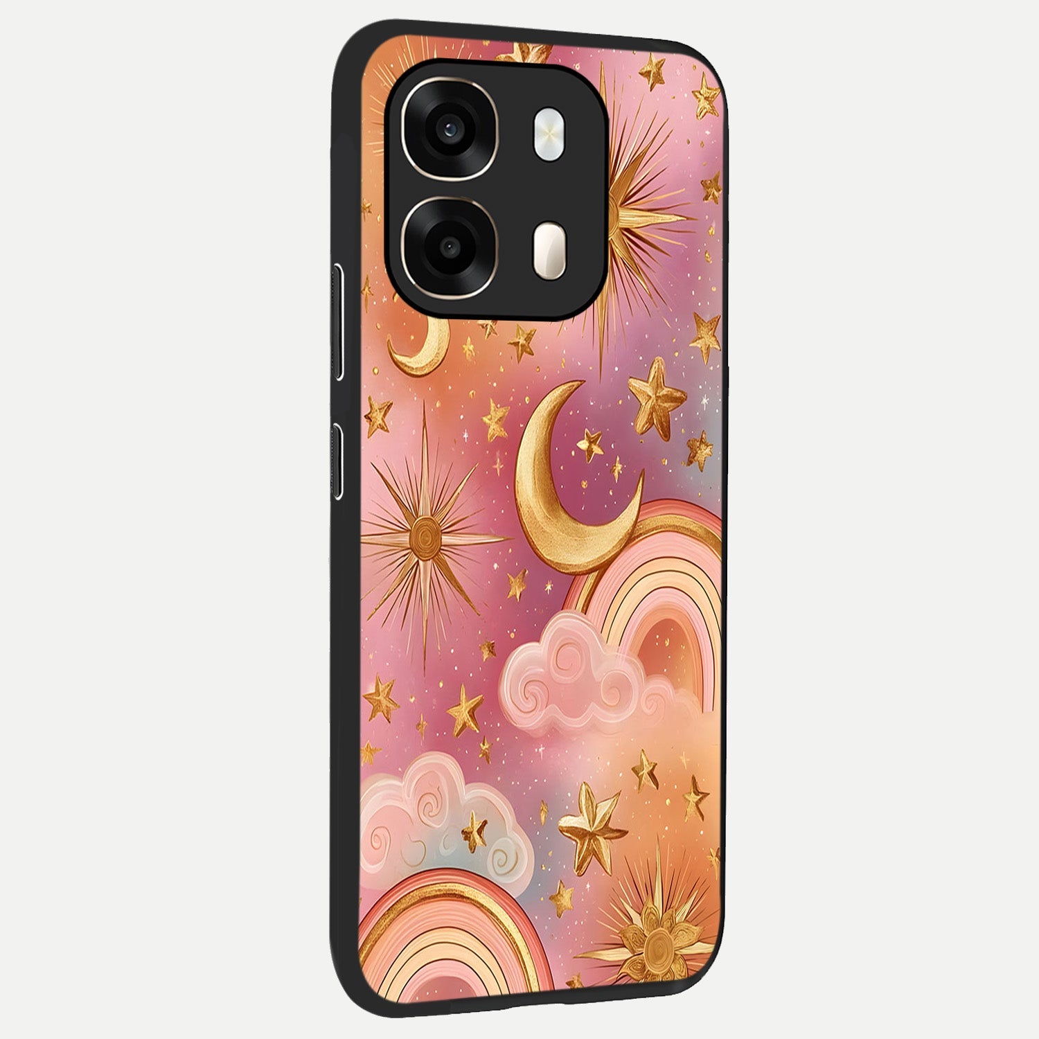  Golden Celestial Dreams back cover For Oppo A6  slim fit glass case with vibrant aesthetic design