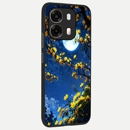  Golden Night Glow back cover For Oppo A6  slim fit glass case with vibrant aesthetic design