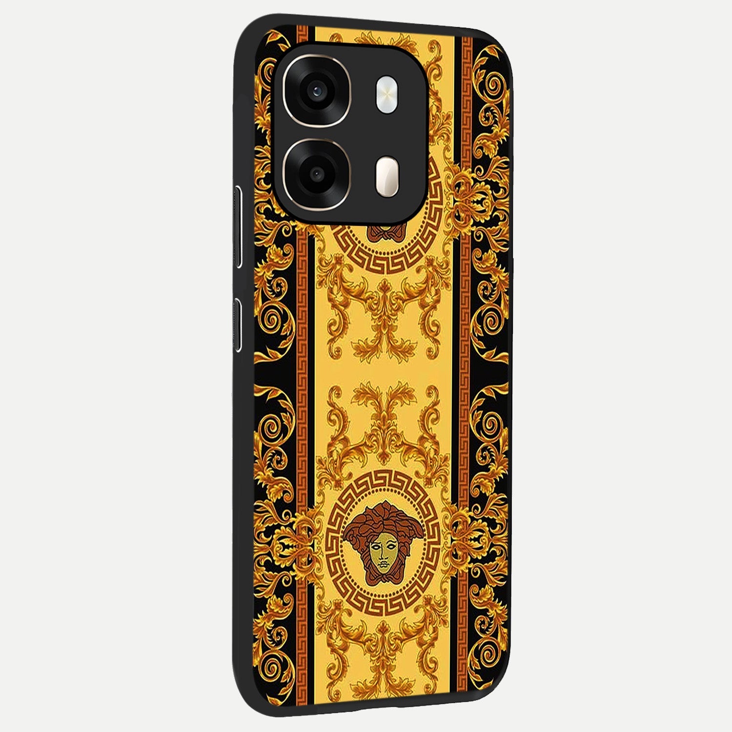  Golden Royal Heritage back cover For Oppo A6  slim fit glass case with vibrant aesthetic design