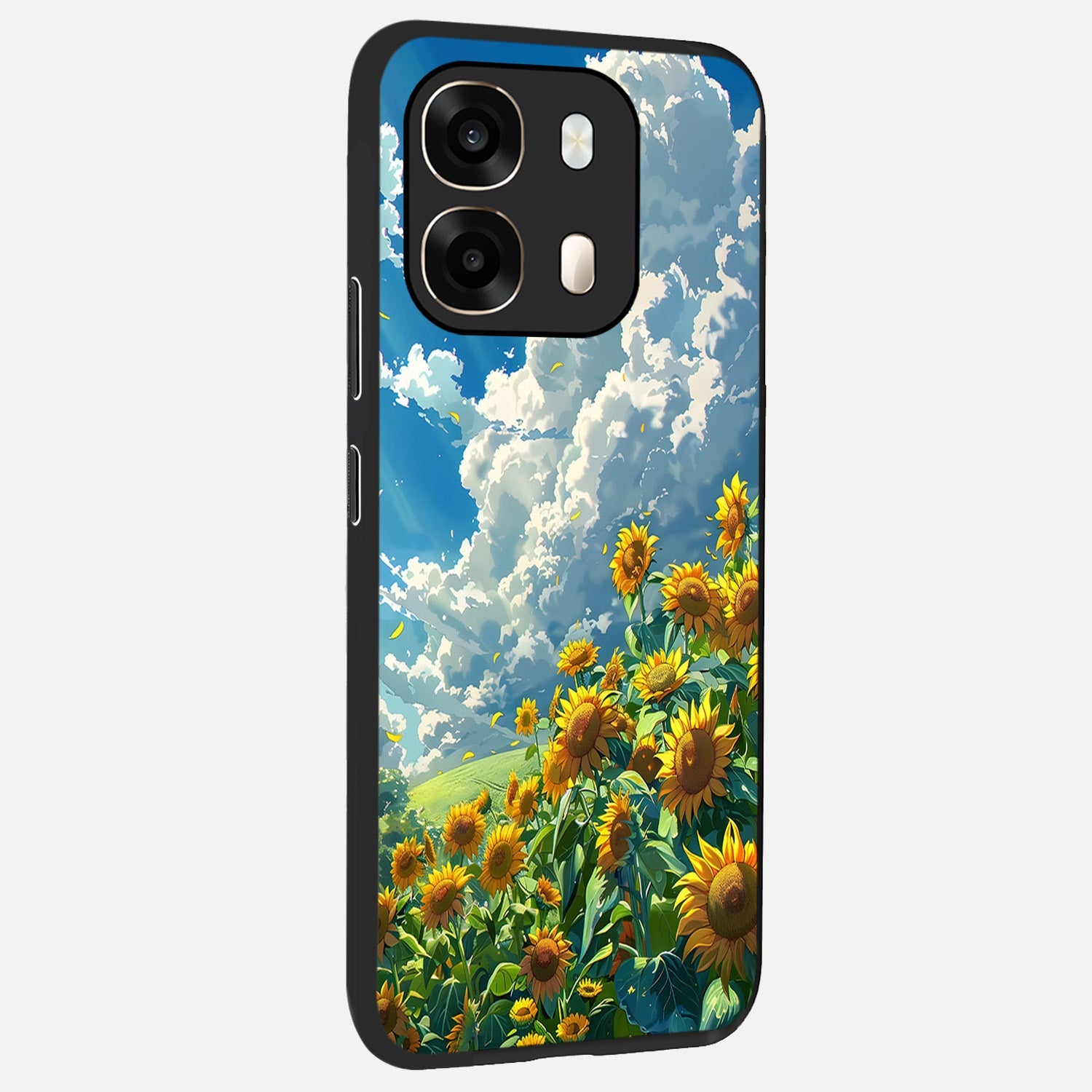  Golden Sun Glory back cover For Oppo A6  slim fit glass case with vibrant aesthetic design