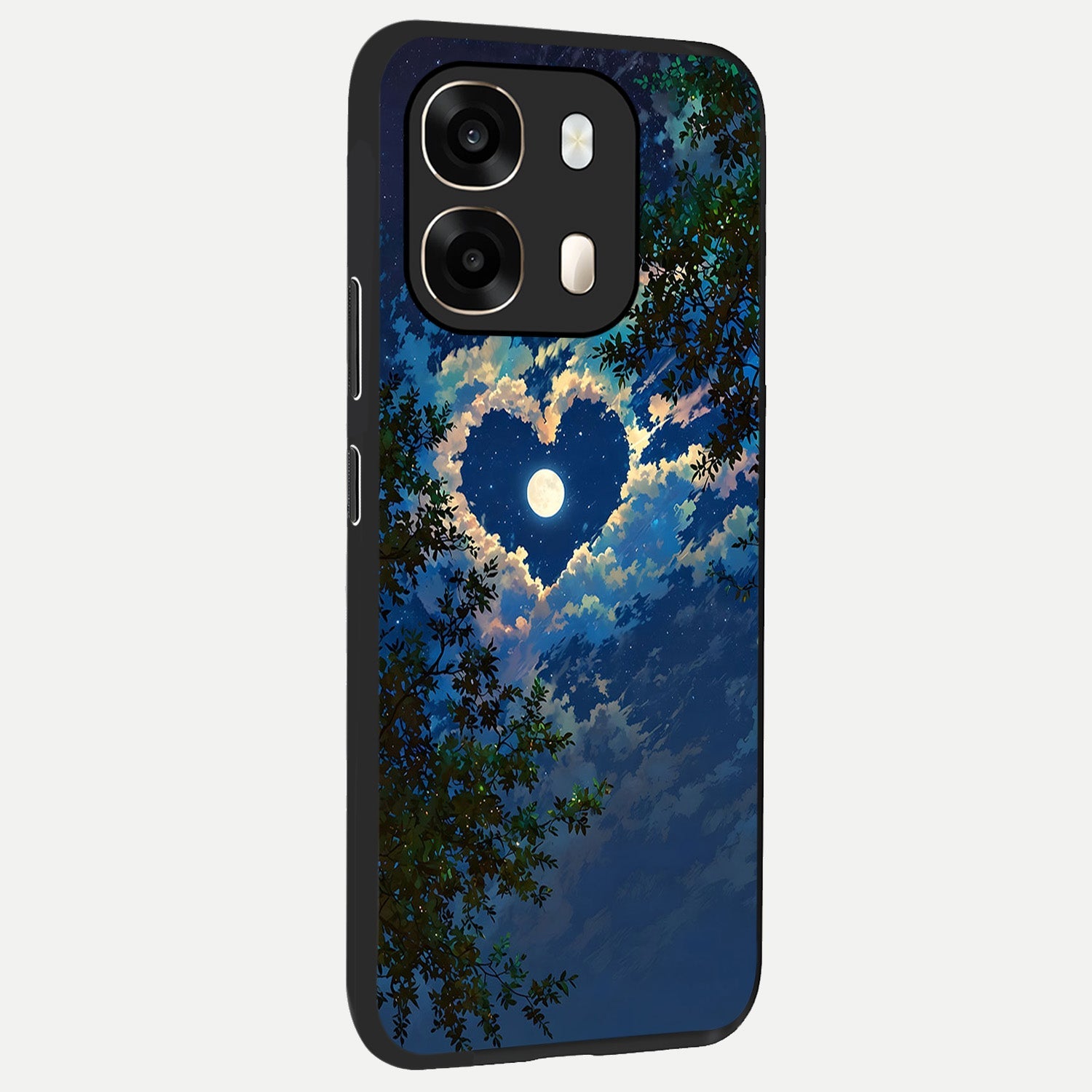  Heart With Moon Sky back cover For Oppo A6  slim fit glass case with vibrant aesthetic design