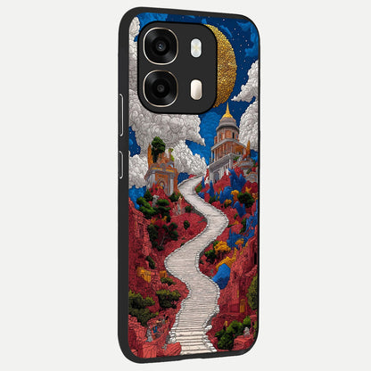  Heavenly Moon Path back cover For Oppo A6  slim fit glass case with vibrant aesthetic design