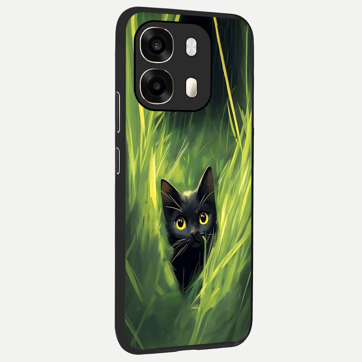  Hidden Cat Whisper back cover For Oppo A6  slim fit glass case with vibrant aesthetic design