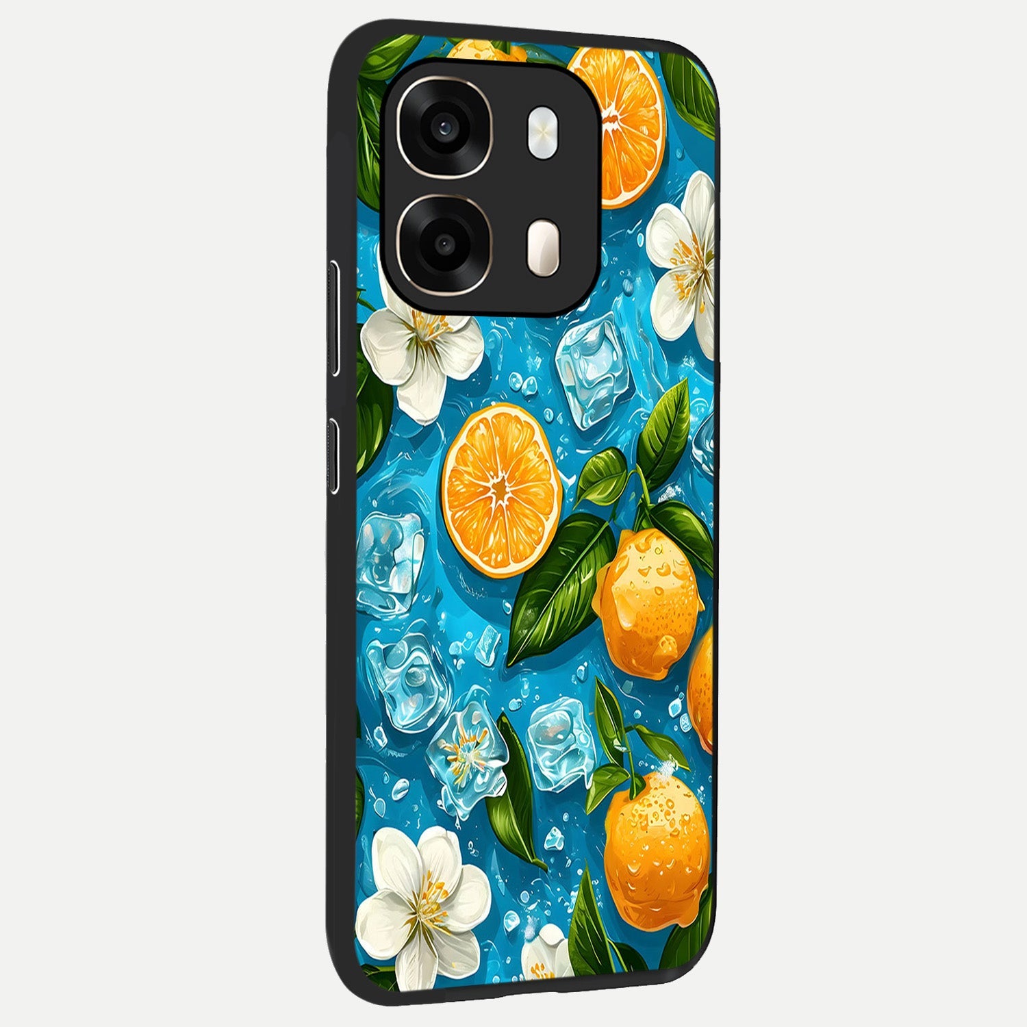  Ice Cube With Orange back cover For Oppo A6  slim fit glass case with vibrant aesthetic design