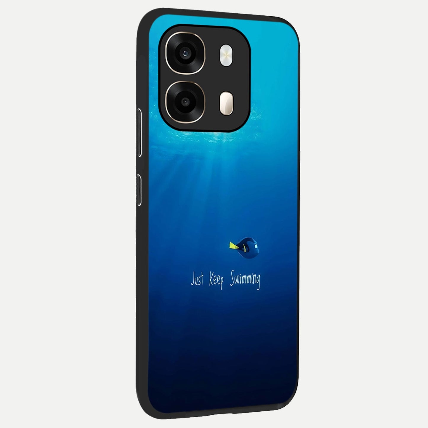  Just Keep Swimming back cover For Oppo A6  slim fit glass case with vibrant aesthetic design