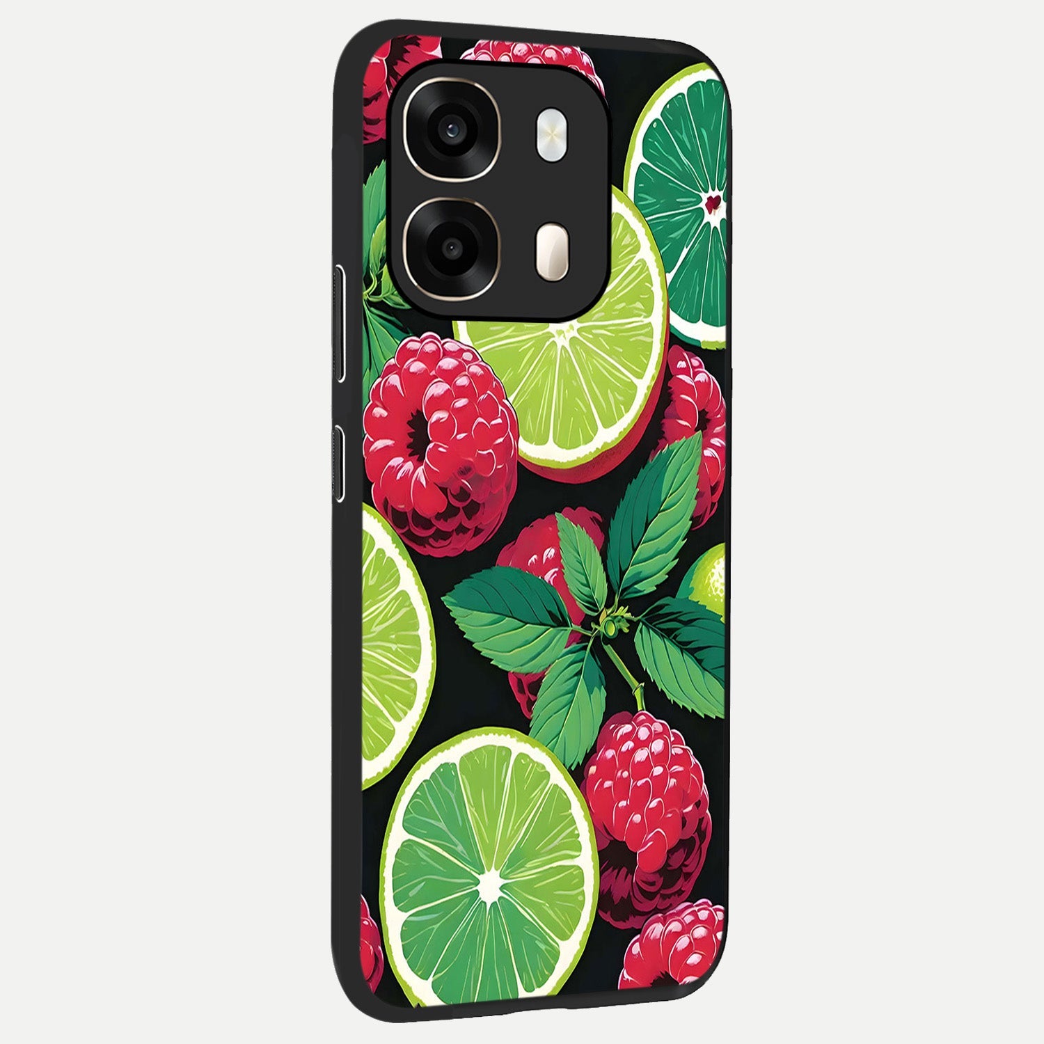  Lime and Raspberry Pattern back cover For Oppo A6  slim fit glass case with vibrant aesthetic design
