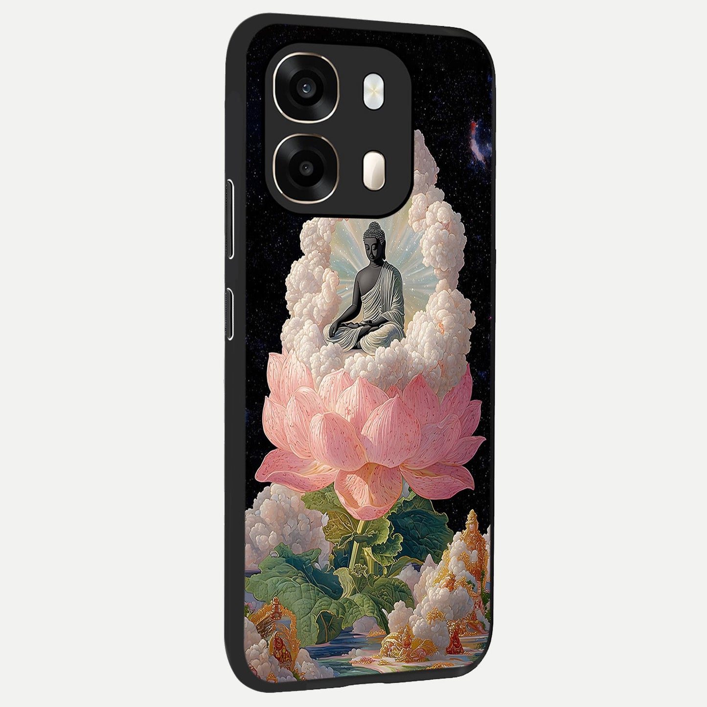  Lotus Divine Peace back cover For Oppo A6  slim fit glass case with vibrant aesthetic design