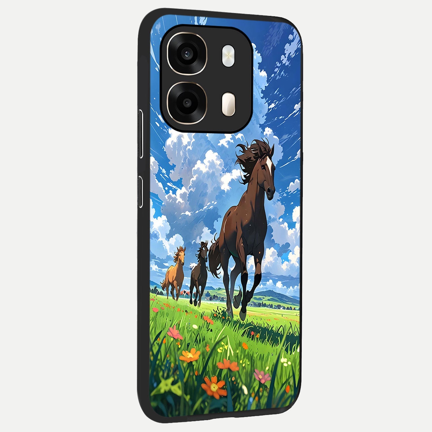  Majestic Horses Galloping back cover For Oppo A6  slim fit glass case with vibrant aesthetic design