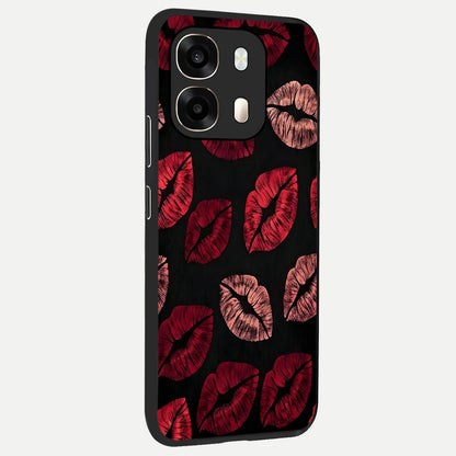  Midnight Kiss Love back cover For Oppo A6  slim fit glass case with vibrant aesthetic design
