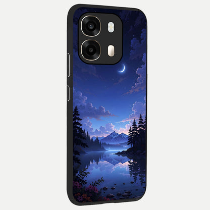  Midnight Lake Peace back cover For Oppo A6  slim fit glass case with vibrant aesthetic design