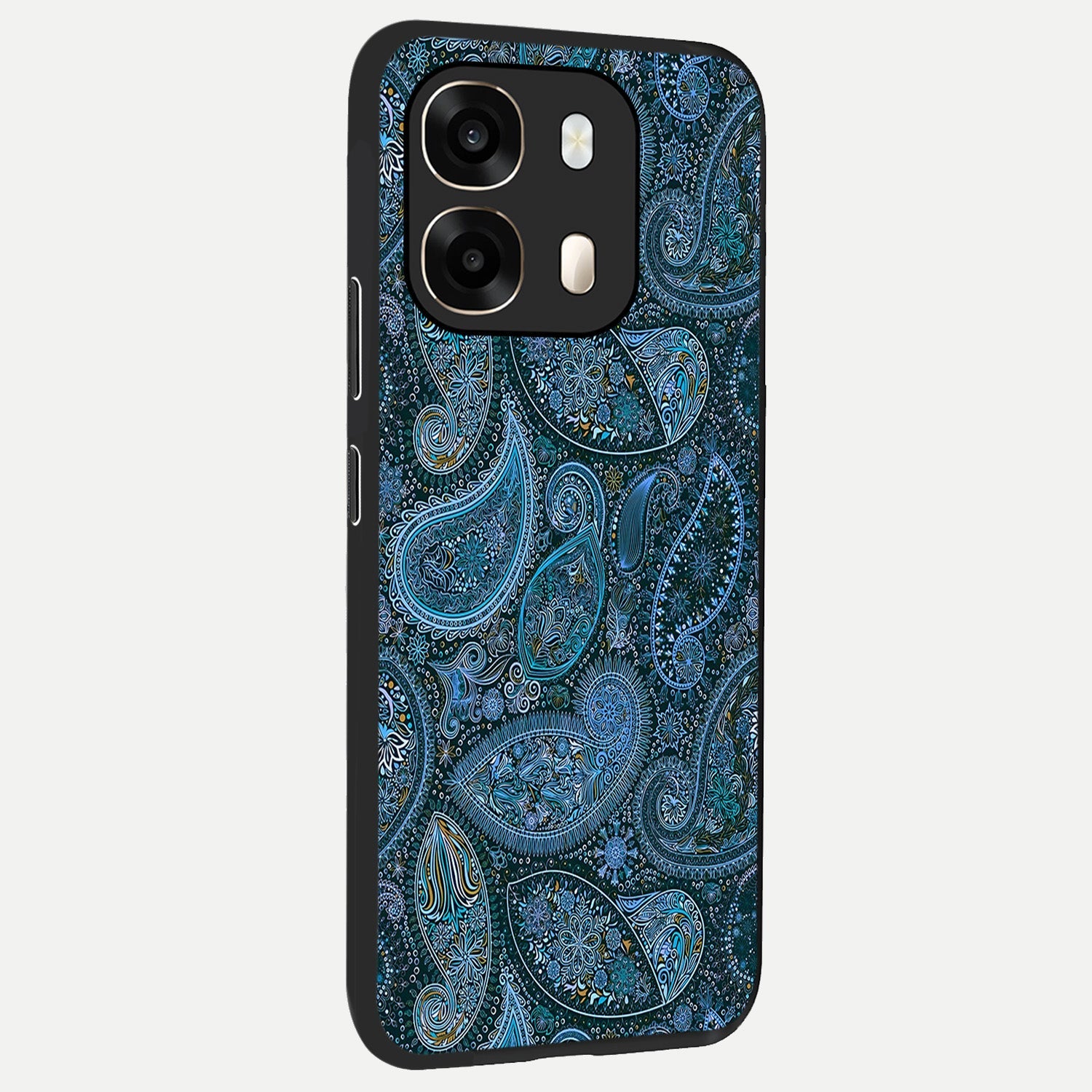  Midnight Paisley Glow back cover For Oppo A6  slim fit glass case with vibrant aesthetic design