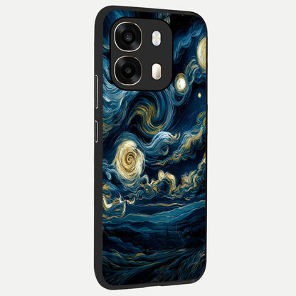  Midnight Sky Whirl back cover For Oppo A6  slim fit glass case with vibrant aesthetic design