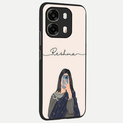  Mirror Mood Muse With Custom Name back cover For Oppo A6  slim fit glass case with vibrant aesthetic design