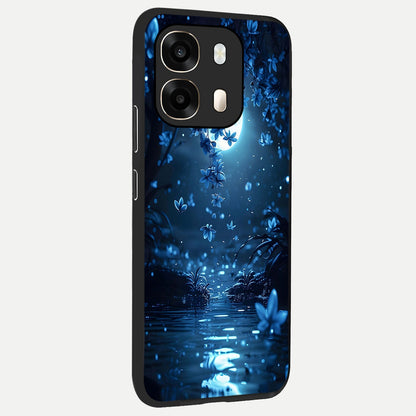  Moonlight Petal Dream back cover For Oppo A6  slim fit glass case with vibrant aesthetic design