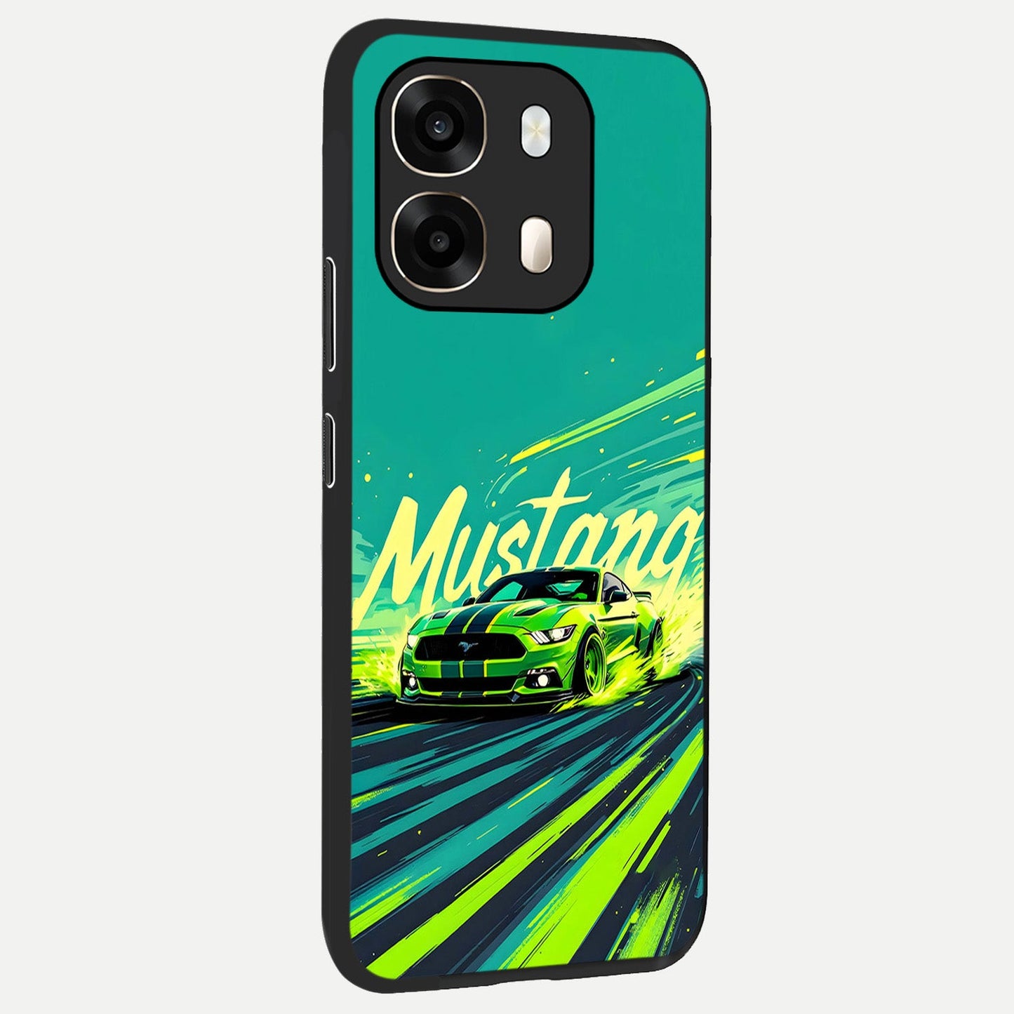  Mustang Bang back cover For Oppo A6  slim fit glass case with vibrant aesthetic design