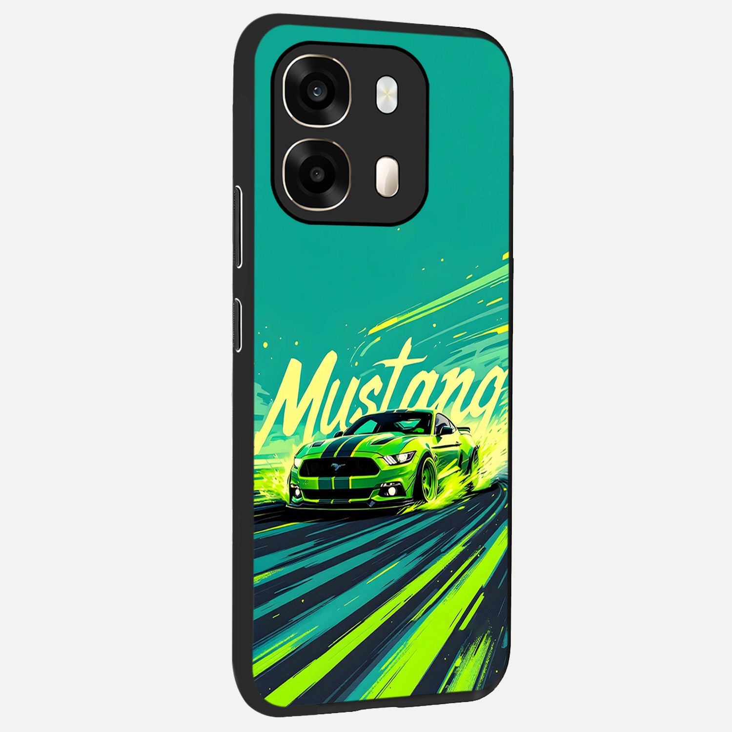  Mustang Bang back cover For Oppo A6  slim fit glass case with vibrant aesthetic design